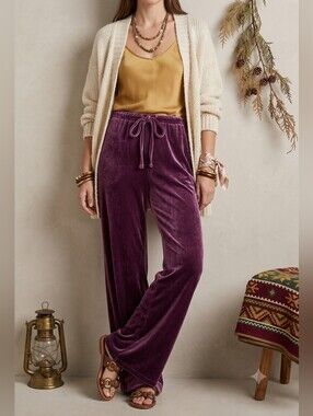 Chaser Cozy Velvet Wide Leg Pant NWOT Size Small